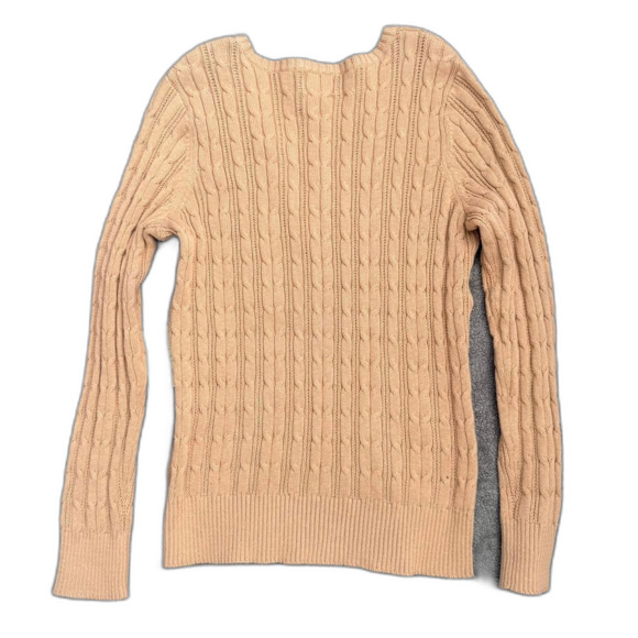 St. John’s Bay tan cable knit sweater v neck long sleeve - Picture 3 of 6